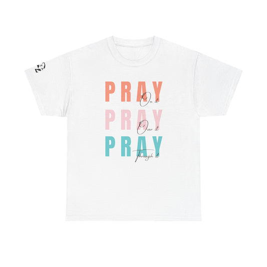 Pray Graphic Tee Unisex Heavy Cotton T-Shirt, Faith Apparel, Spiritual Wear, Gift for Believers, Casual Comfort